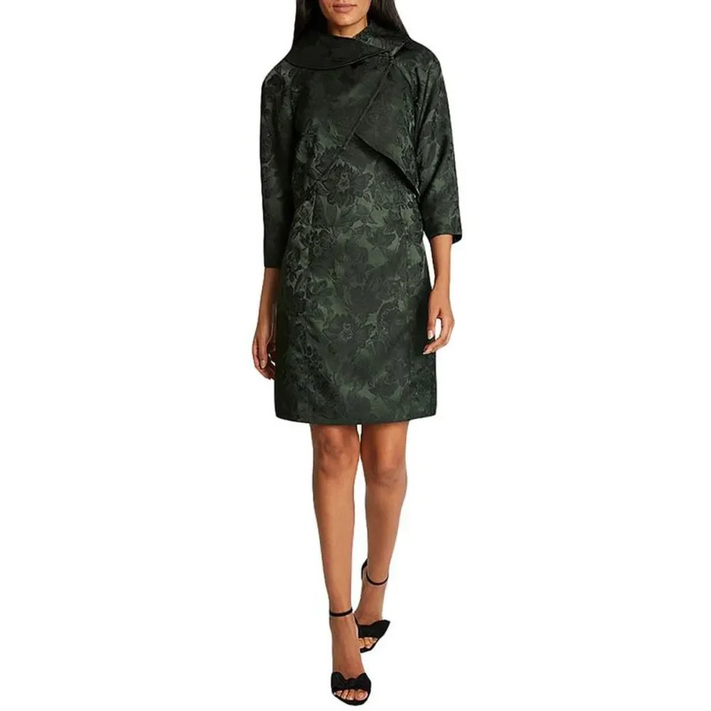 Tahari ASL Womens Green Floral 2 PC Wrap Two Piece Dress Evening NWT